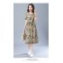 Women Short Sleeves Dress Fashion Floral Printing Mid length Skirt Loose Round Neck Pullover A line Skirt red 4XL