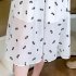 Women Short Sleeves Dress Retro French Style High Waist Chiffon Irregular Skirt Floral Printing Dress As shown 2XL