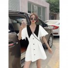 Women Short Sleeves Dress Summer Trendy Doll Collar Slimming A-line Skirt Large Size Casual Pullover Dress White S
