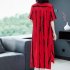 Women Short Sleeves Dress Fashion Striped Printing Single Breasted Cardigan Long Skirt Loose Casual Dress red 2XL