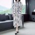 Women Short Sleeves Dress Fashion Striped Printing Single Breasted Cardigan Long Skirt Loose Casual Dress red 2XL