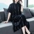 Women Short Sleeves Dress Fashion Striped Printing Single Breasted Cardigan Long Skirt Loose Casual Dress red 2XL