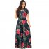 Women Short Sleeves Dress Fashion Floral Digital Printing Large Swing Long Skirt Summer Round Neck Large Size Dress D short sleeve XL
