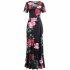 Women Short Sleeves Dress Fashion Floral Digital Printing Large Swing Long Skirt Summer Round Neck Large Size Dress D short sleeve 3XL