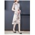 Women Short Sleeves Dress Elegant Printing High Waist A line Skirt Trendy Round Neck Pullover Lace up Dress As shown 4XL