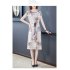 Women Short Sleeves Dress Elegant Printing High Waist A line Skirt Trendy Round Neck Pullover Lace up Dress As shown 4XL