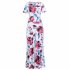 Women Short Sleeves Dress Fashion Floral Digital Printing Large Swing Long Skirt Summer Round Neck Large Size Dress E short sleeve M