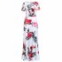 Women Short Sleeves Dress Fashion Floral Digital Printing Large Swing Long Skirt Summer Round Neck Large Size Dress E short sleeve M