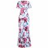 Women Short Sleeves Dress Fashion Floral Digital Printing Large Swing Long Skirt Summer Round Neck Large Size Dress E short sleeve M