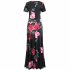 Women Short Sleeves Dress Fashion Floral Digital Printing Large Swing Long Skirt Summer Round Neck Large Size Dress E short sleeve M
