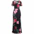 Women Short Sleeves Dress Fashion Floral Digital Printing Large Swing Long Skirt Summer Round Neck Large Size Dress E short sleeve M
