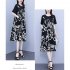Women Short Sleeves Dress Summer Casual Plus Size Loose A line Skirt Fashion Printing Middle Waist Dress Black  2306 3XL