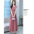 Women Short Sleeves Dress Summer Ice Silk Round Neck Pullover A line Skirt Casual Simple Solid Color Midi Skirt green XXXL