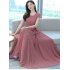 Women Short Sleeves Dress Summer Ice Silk Round Neck Pullover A line Skirt Casual Simple Solid Color Midi Skirt green XXXL