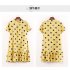 Women Short Sleeves Dress Stylish Polka Dot Printing Ruffled A line Skirt Sweet Stand Collar Loose Dress White XL