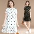 Women Short Sleeves Dress Stylish Polka Dot Printing Ruffled A line Skirt Sweet Stand Collar Loose Dress yellow M