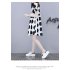 Women Short Sleeves Maternity Dress Fashion Polka Dot Printing Round Neck A line Skirt Loose Casual Large Size Dress White XL
