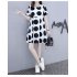 Women Short Sleeves Maternity Dress Fashion Polka Dot Printing Round Neck A line Skirt Loose Casual Large Size Dress White XL