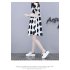 Women Short Sleeves Maternity Dress Fashion Polka Dot Printing Round Neck A line Skirt Loose Casual Large Size Dress White M