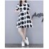 Women Short Sleeves Maternity Dress Fashion Polka Dot Printing Round Neck A line Skirt Loose Casual Large Size Dress White XL