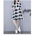 Women Short Sleeves Maternity Dress Fashion Polka Dot Printing Round Neck A line Skirt Loose Casual Large Size Dress White M