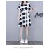 Women Short Sleeves Maternity Dress Fashion Polka Dot Printing Round Neck A line Skirt Loose Casual Large Size Dress White XL