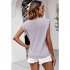 Women Short Sleeves T shirt Elegant Lace Hollow out Batwing Sleeves Blouse Casual Solid Color Tops Purple M