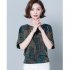 Women Short Sleeves T shirt Summer Retro Geometric Pattern Loose Blouse Contrast Color Round Neck Pullover Tops Purple 2XL