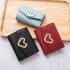 Women Short Wallet Heart 3 folds Candy Color PU Leather Magnetic Buckle Square Purse red