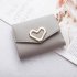 Women Short Wallet Heart 3 folds Candy Color PU Leather Magnetic Buckle Square Purse gray