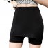 Women Shorts Double layer High Stretch Seamless Short Leggings Skirt Solid Color Safety Pants 1899 black Plus size