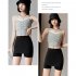 Women Shorts Double layer High Stretch Seamless Short Leggings Skirt Solid Color Safety Pants 1899 black Plus size