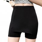 Women Shorts Double-layer High Stretch Seamless Short Leggings Skirt Solid Color Safety Pants 1899 black Plus size