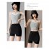 Women Shorts Double layer High Stretch Seamless Short Leggings Skirt Solid Color Safety Pants 1899 black Plus size