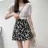 Women Skirt Daisy Print High Waist Casual Slim Fresh Summer A line Skirt white M