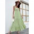 Women Sleeveless Dress High Waist Large Swing Long Skirt Elegant Solid Color Casual Dress black M