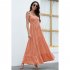 Women Sleeveless Dress High Waist Large Swing Long Skirt Elegant Solid Color Casual Dress Orange S