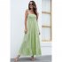 Women Sleeveless Dress High Waist Large Swing Long Skirt Elegant Solid Color Casual Dress Orange L