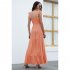 Women Sleeveless Dress High Waist Large Swing Long Skirt Elegant Solid Color Casual Dress Orange L