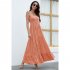 Women Sleeveless Dress High Waist Large Swing Long Skirt Elegant Solid Color Casual Dress Orange L
