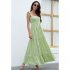 Women Sleeveless Dress High Waist Large Swing Long Skirt Elegant Solid Color Casual Dress Orange L