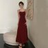 Women Sleeveless Dress Sexy Backless High Waist Long Skirt Elegant Solid Color Spaghetti Strap Dress black 3XL