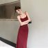 Women Sleeveless Dress Sexy Backless High Waist Long Skirt Elegant Solid Color Spaghetti Strap Dress black 3XL
