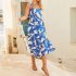Women Sleeveless Dress Sexy Backless High Waist Long Skirt Summer Sweet Printing Dress For Travel Party green stripes S