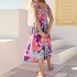 Women Sleeveless Dress Sexy Backless High Waist Long Skirt Summer Sweet Printing Dress For Travel Party green stripes S