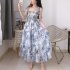 Women Sleeveless Dress Summer Sweet Bohemian Printing Sling Dress High Waist Large Swing Pullover Long Skirt 693 as shown 2XL