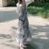 Women Sleeveless Dress Summer Sweet Bohemian Printing Sling Dress High Waist Large Swing Pullover Long Skirt 693 as shown L