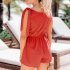 Women Sleeveless Jumpsuit Summer Elastic Waist Short Romper Solid Color Loose Casual Cotton Jumpsuit red L