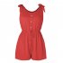 Women Sleeveless Jumpsuit Summer Elastic Waist Short Romper Solid Color Loose Casual Cotton Jumpsuit black M