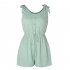 Women Sleeveless Jumpsuit Summer Elastic Waist Short Romper Solid Color Loose Casual Cotton Jumpsuit black M